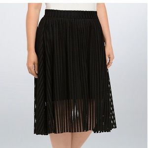 MESH STRIPE A-LINE MIDI SKIRT